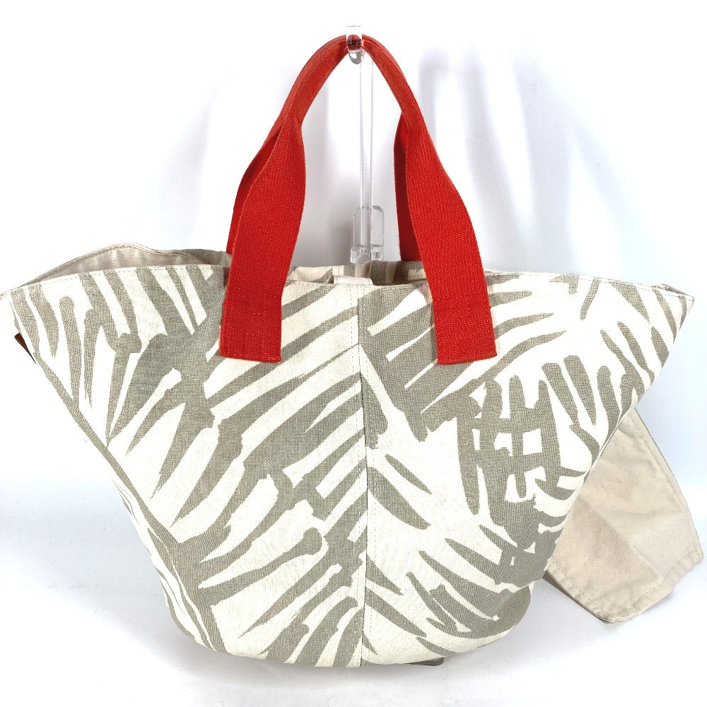 HERMES Shoulder Bag canvas beige With porch Pannier Platge Women Used