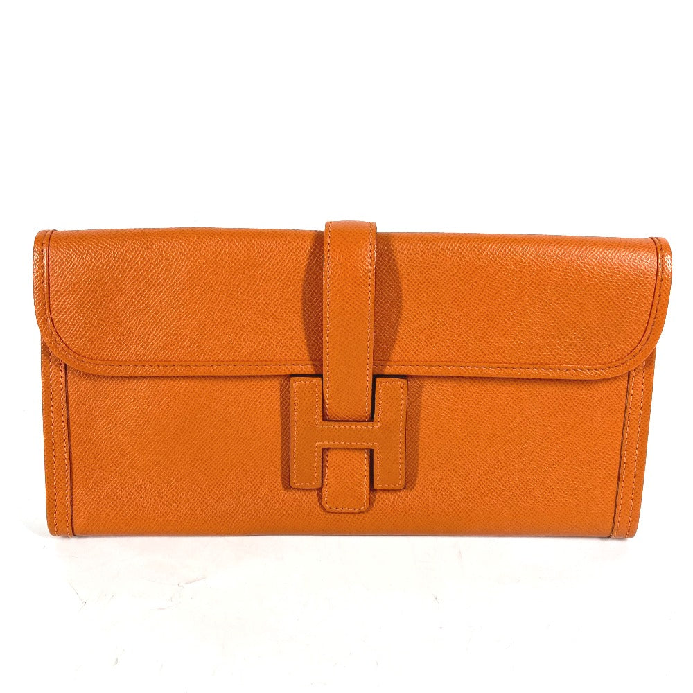 HERMES Clutch bag Epsom Orange Bag H logo Jige Elan 29 Women Used
