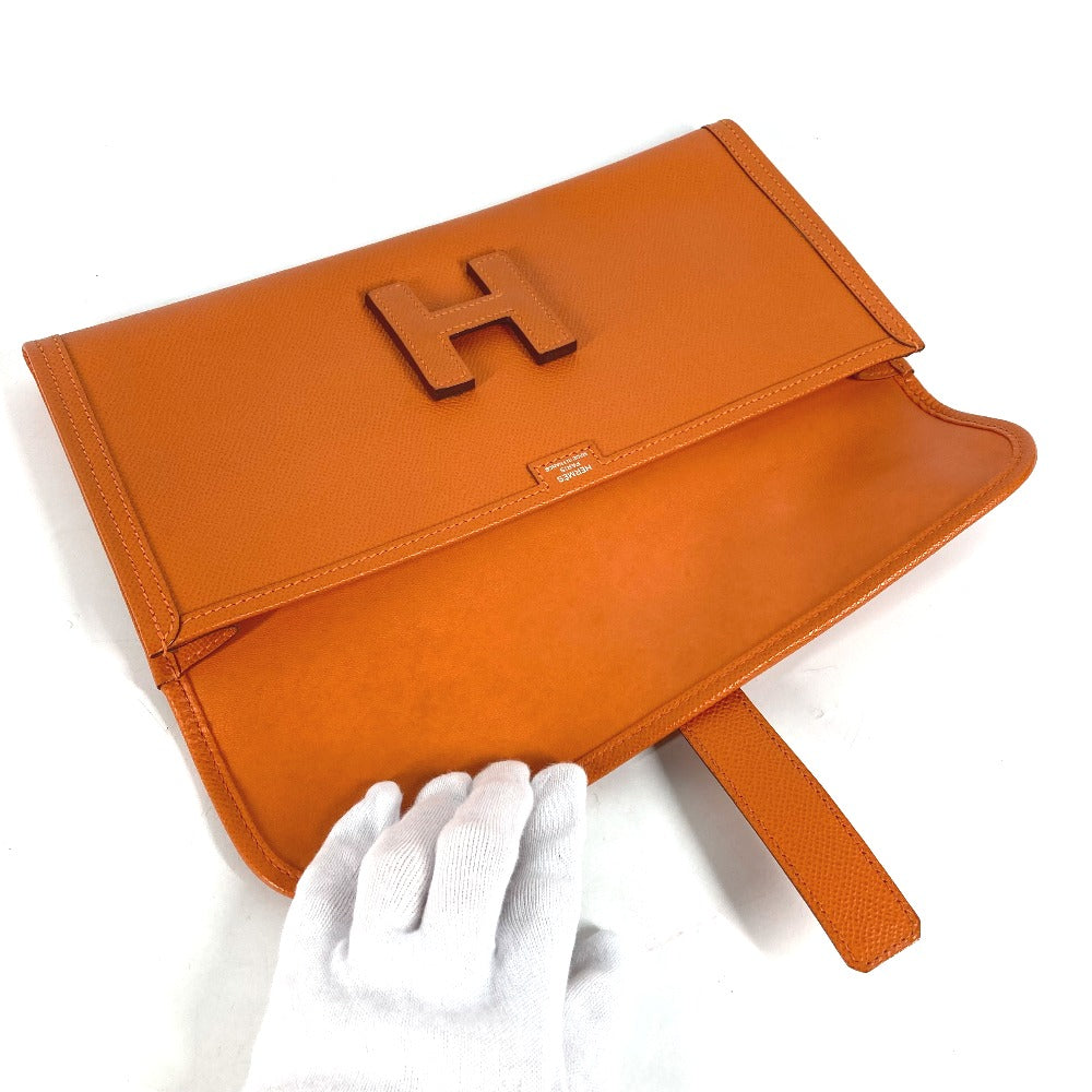 HERMES Clutch bag Epsom Orange Bag H logo Jige Elan 29 Women Used