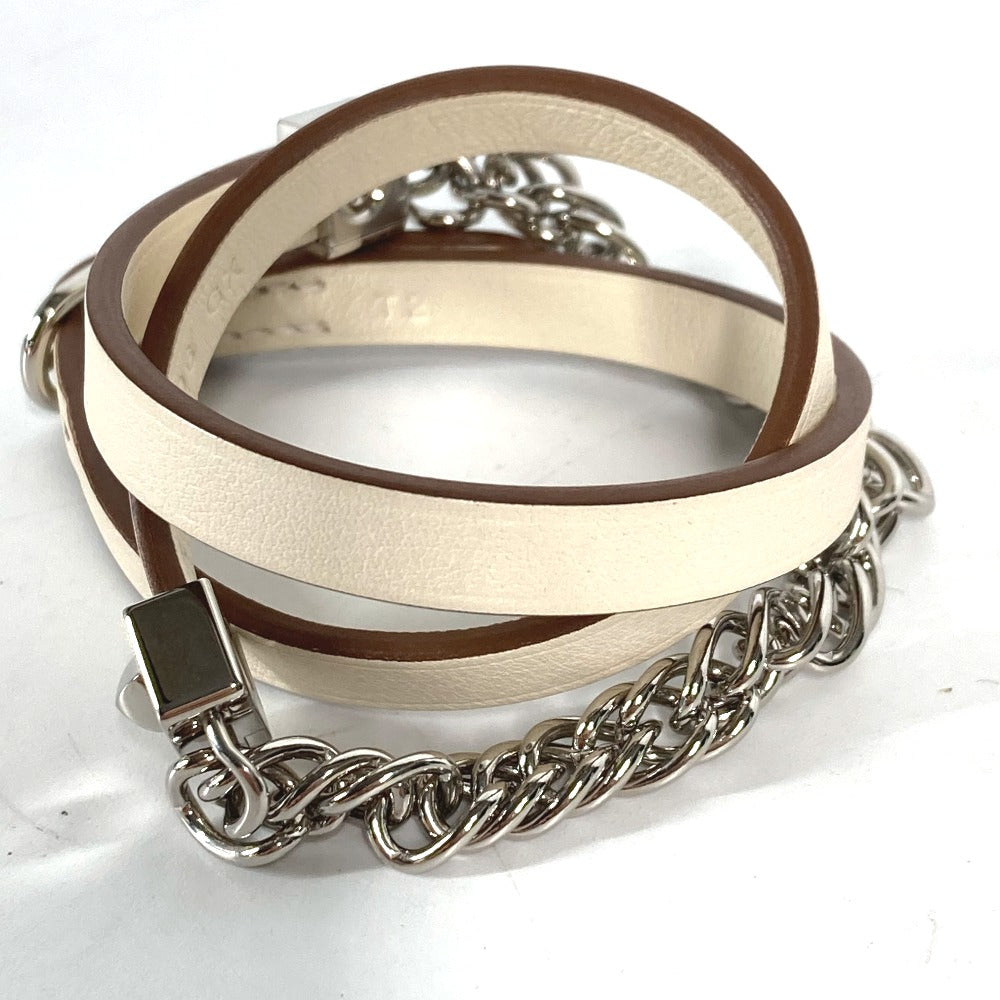 HERMES bracelet Swift white Accessories Gourmet Esketre Triple Tour Women T2 Used