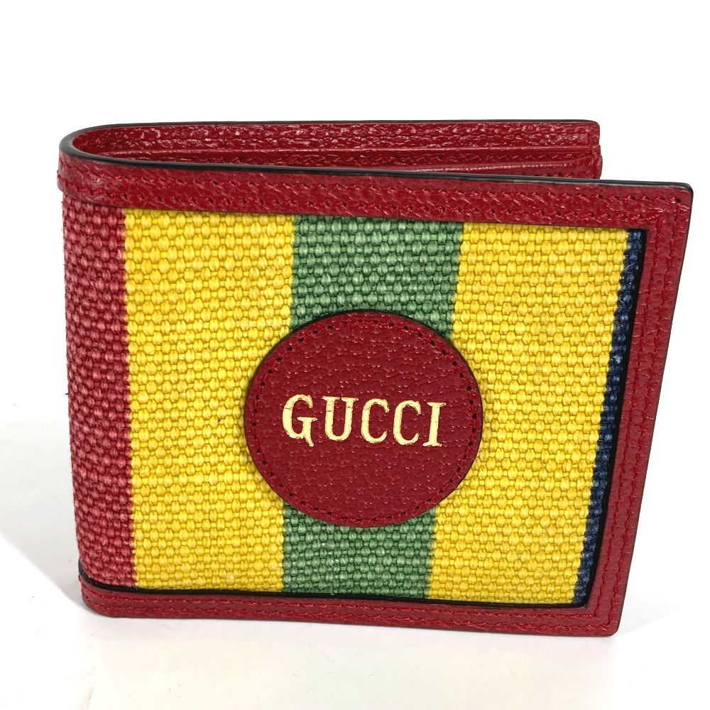GUCCI Folded wallet 625601 Leather / canvas Red logo stripe mens Used