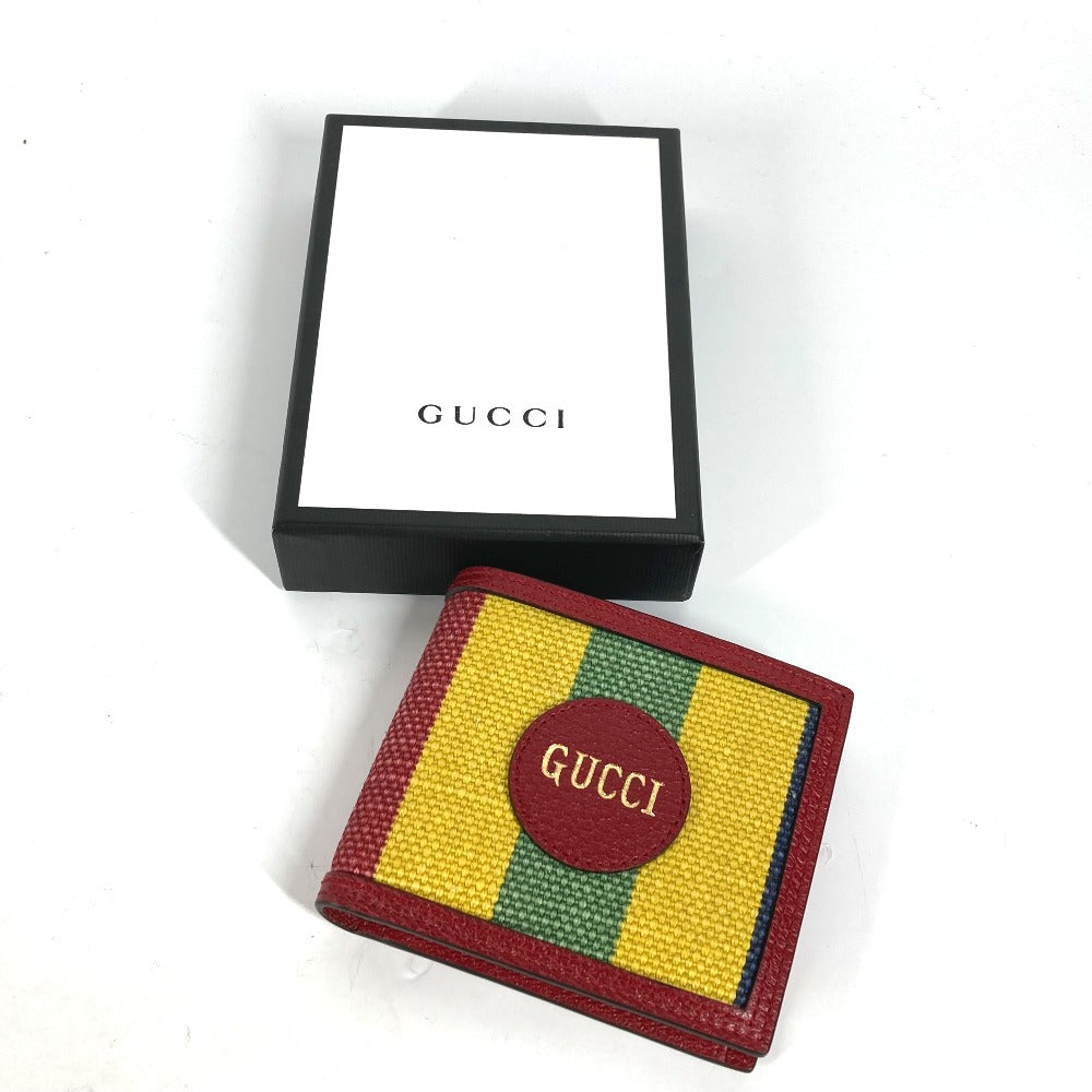 GUCCI Folded wallet 625601 Leather / canvas Red logo stripe mens Used