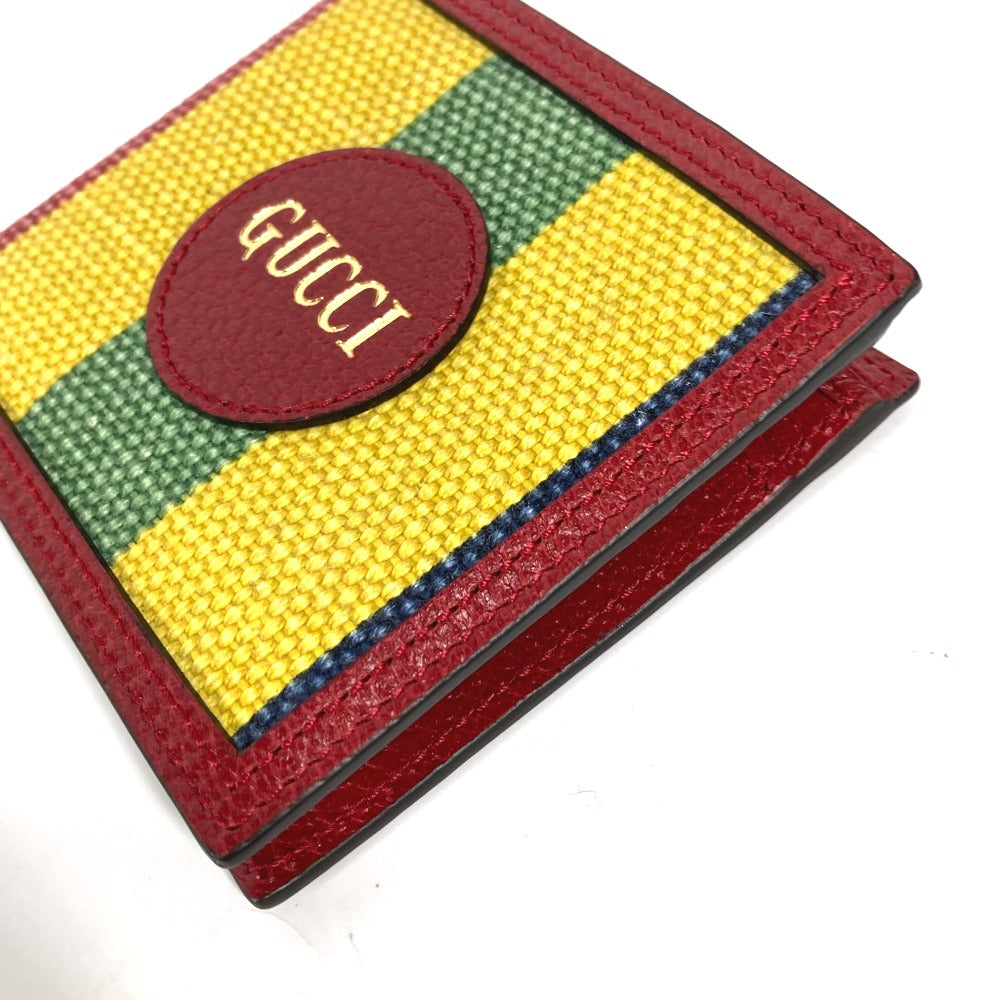 GUCCI Folded wallet 625601 Leather / canvas Red logo stripe mens Used