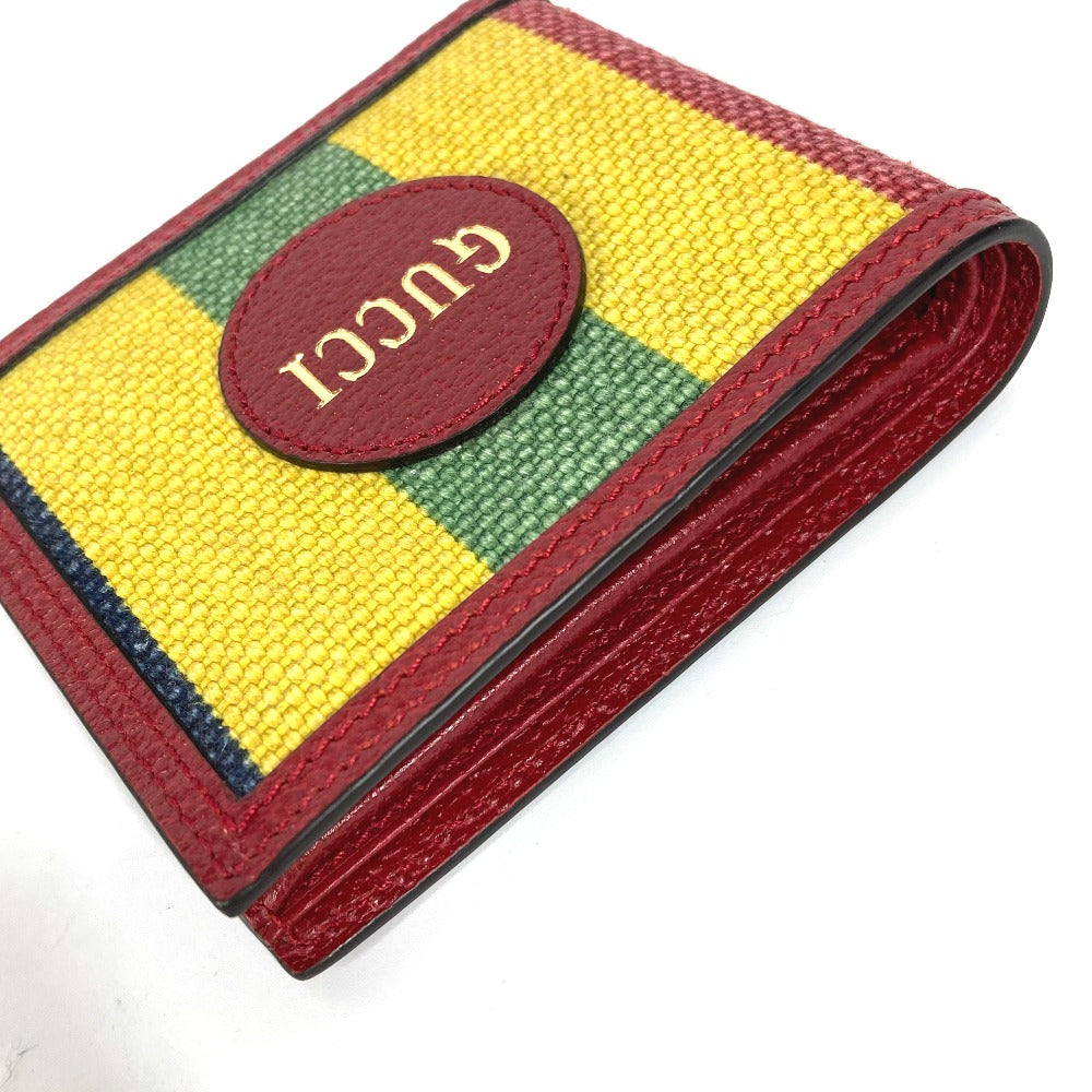 GUCCI Folded wallet 625601 Leather / canvas Red logo stripe mens Used