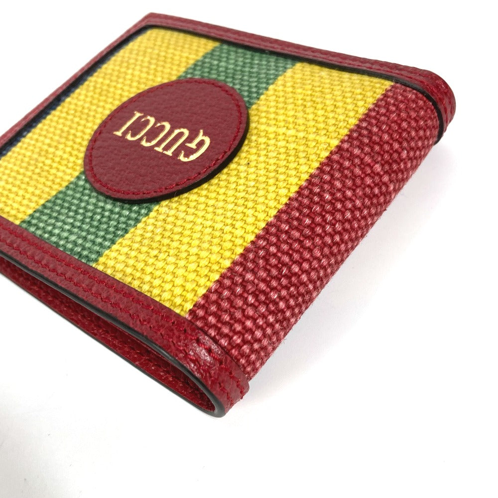 GUCCI Folded wallet 625601 Leather / canvas Red logo stripe mens Used