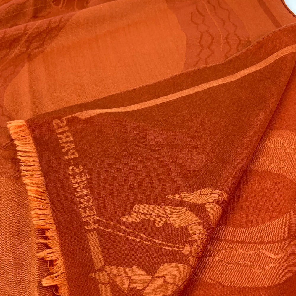 HERMES Stall wool Orange Horse pattern Cheval Large format