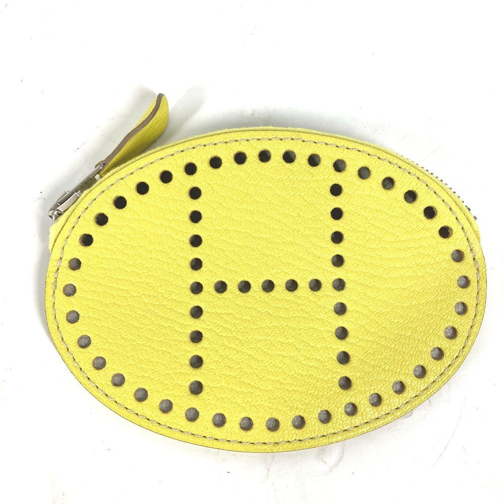 HERMES Coin case Shave yellow round Evelyn