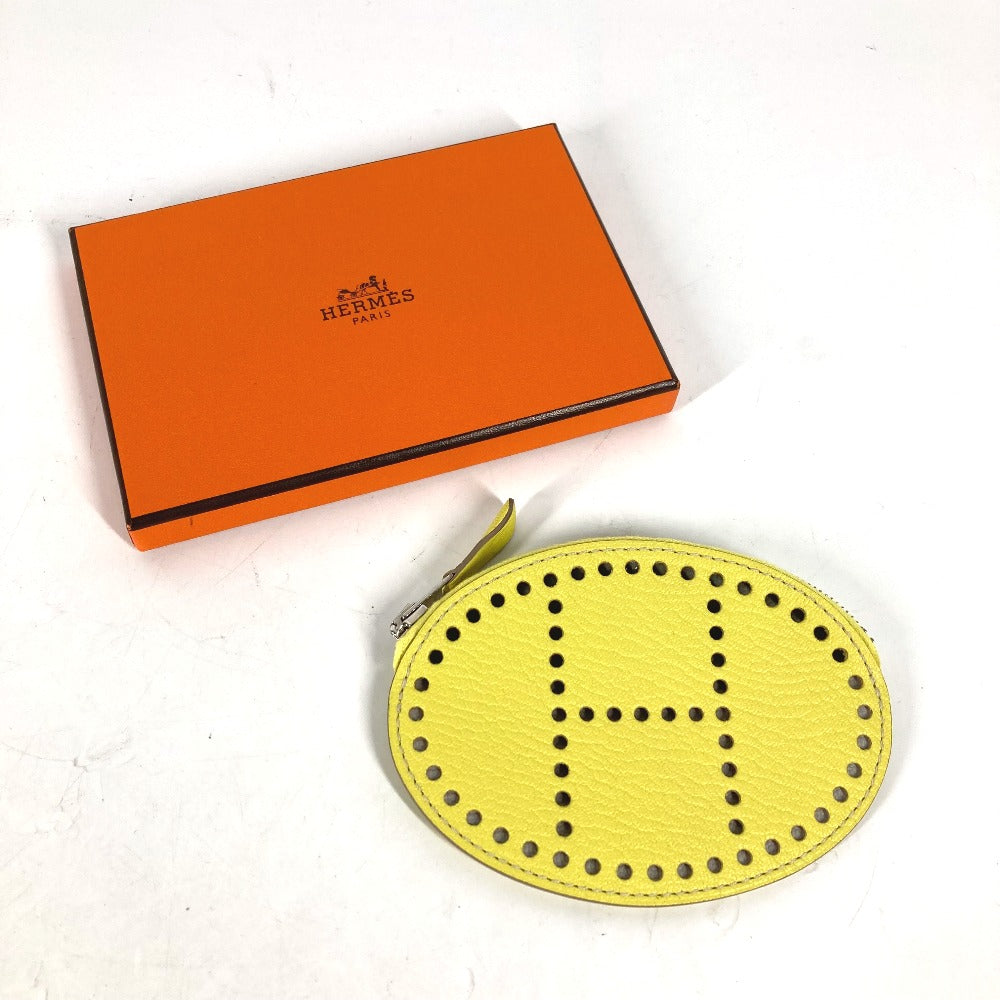 HERMES Coin case Shave yellow round Evelyn