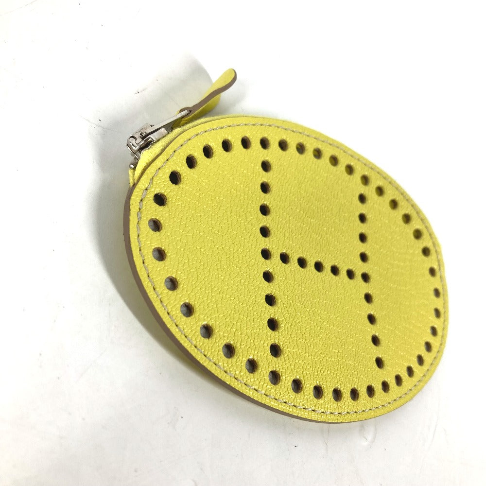 HERMES Coin case Shave yellow round Evelyn
