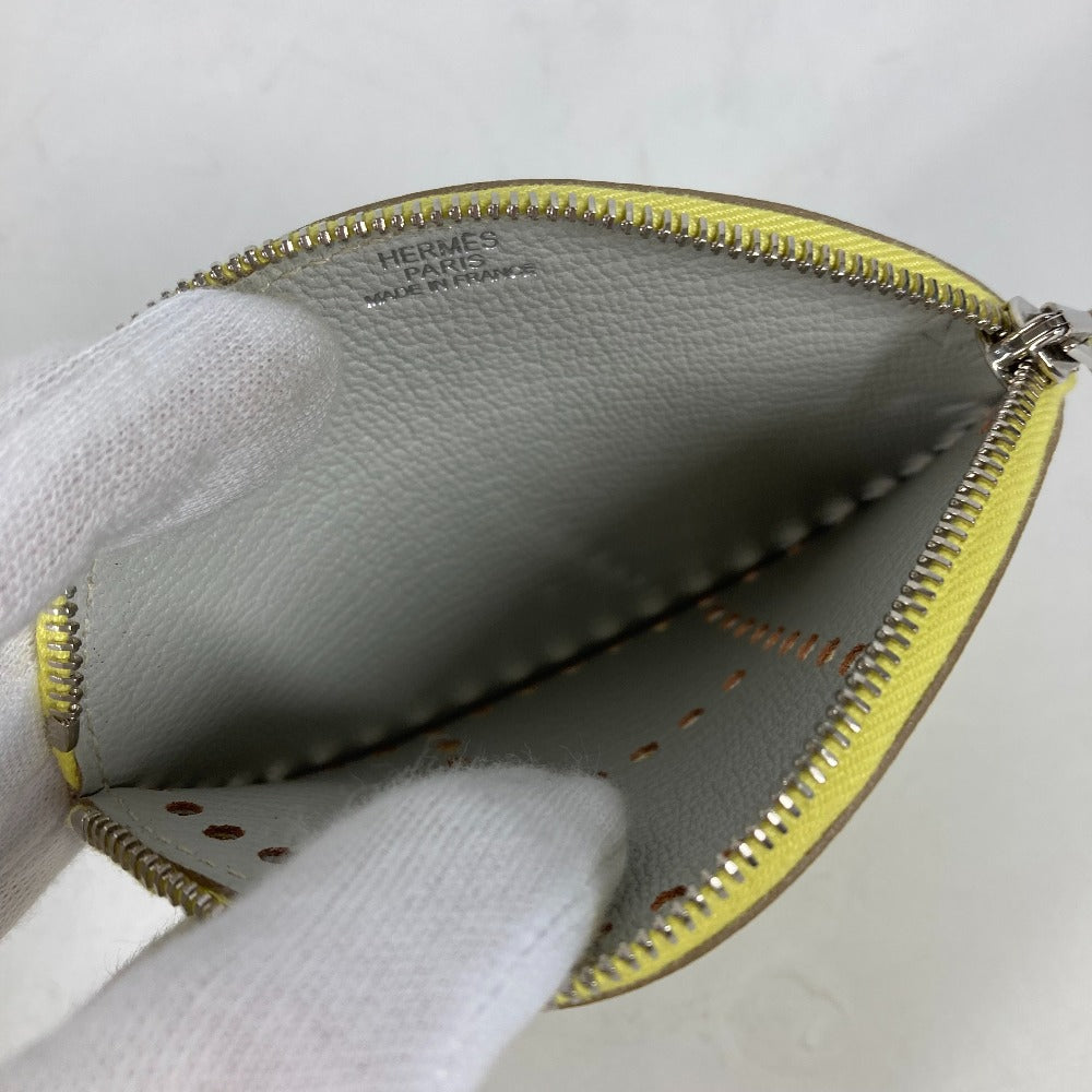 HERMES Coin case Shave yellow round Evelyn