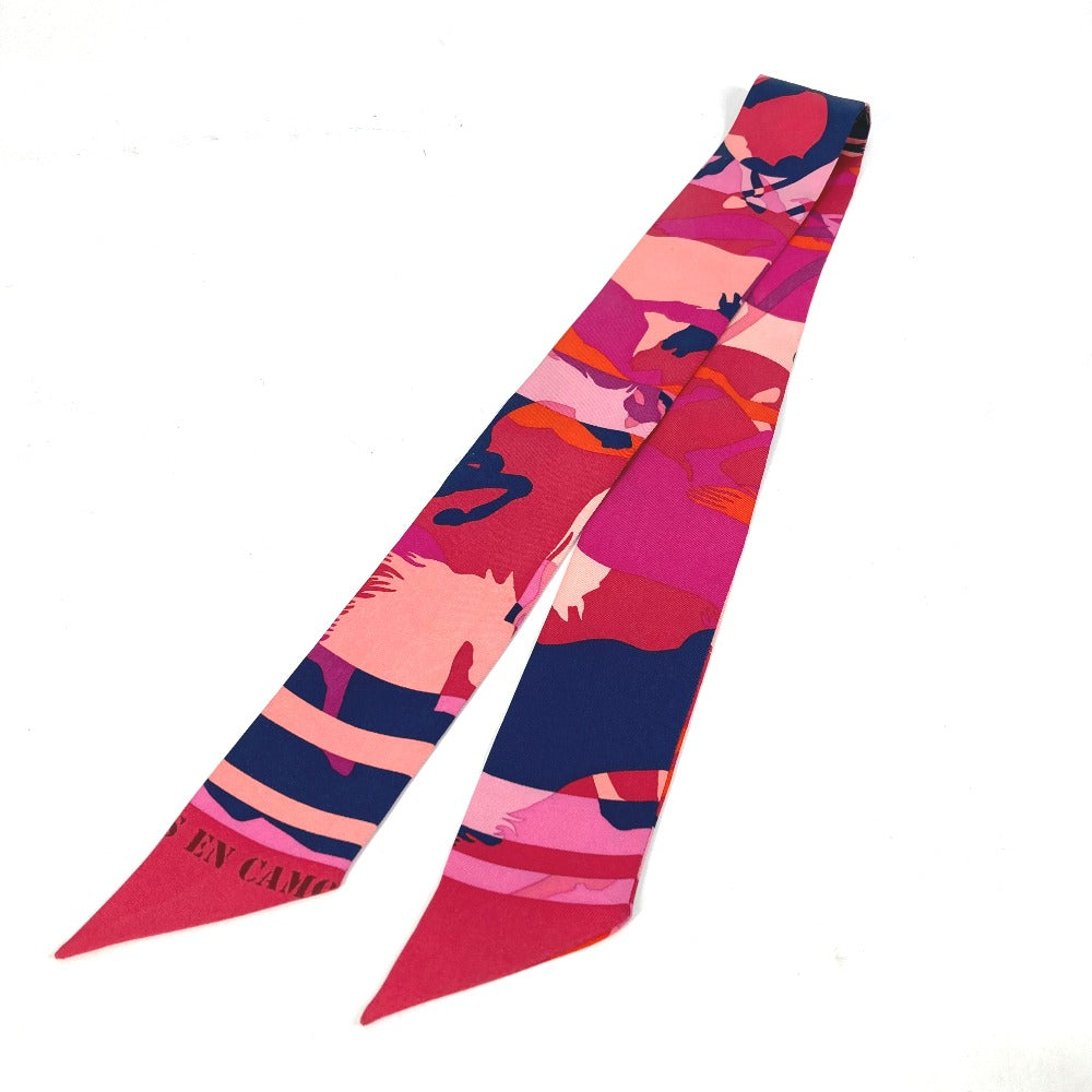 HERMES scarf silk pink Horse Cheval Horse Twilly Twilly Women Used