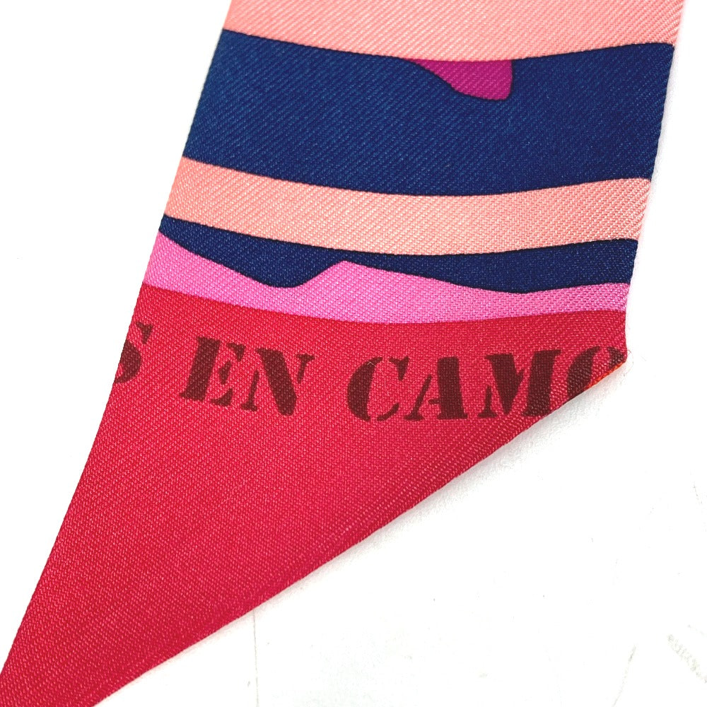 HERMES scarf silk pink Horse Cheval Horse Twilly Twilly Women Used