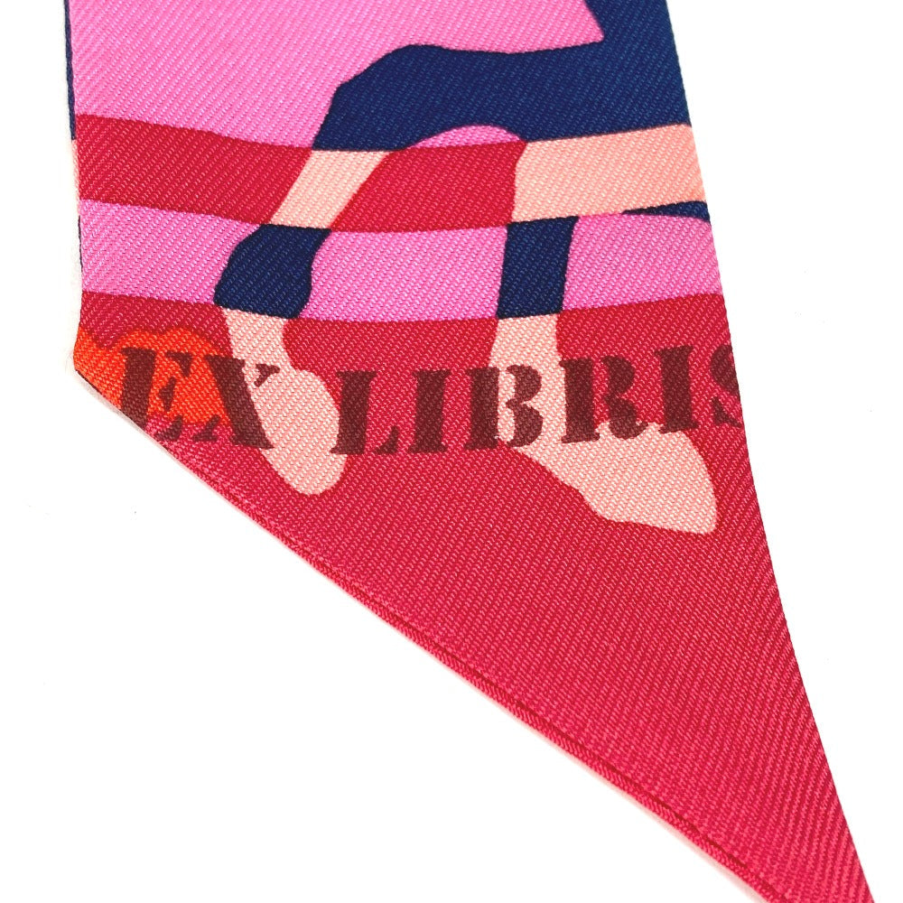 HERMES scarf silk pink Horse Cheval Horse Twilly Twilly Women Used