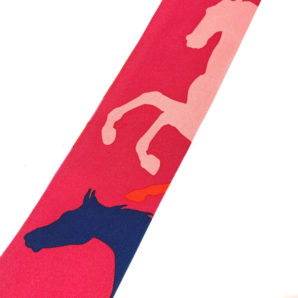 HERMES scarf silk pink Horse Cheval Horse Twilly Twilly Women Used