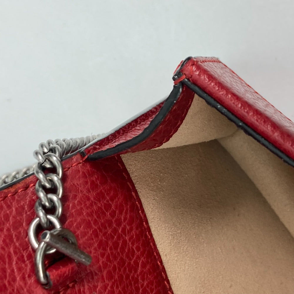 GUCCI Shoulder Bag 476432 leather Red 2WAY Bag Pouch Clutch Bag Dionysus Rhinestone Women Used