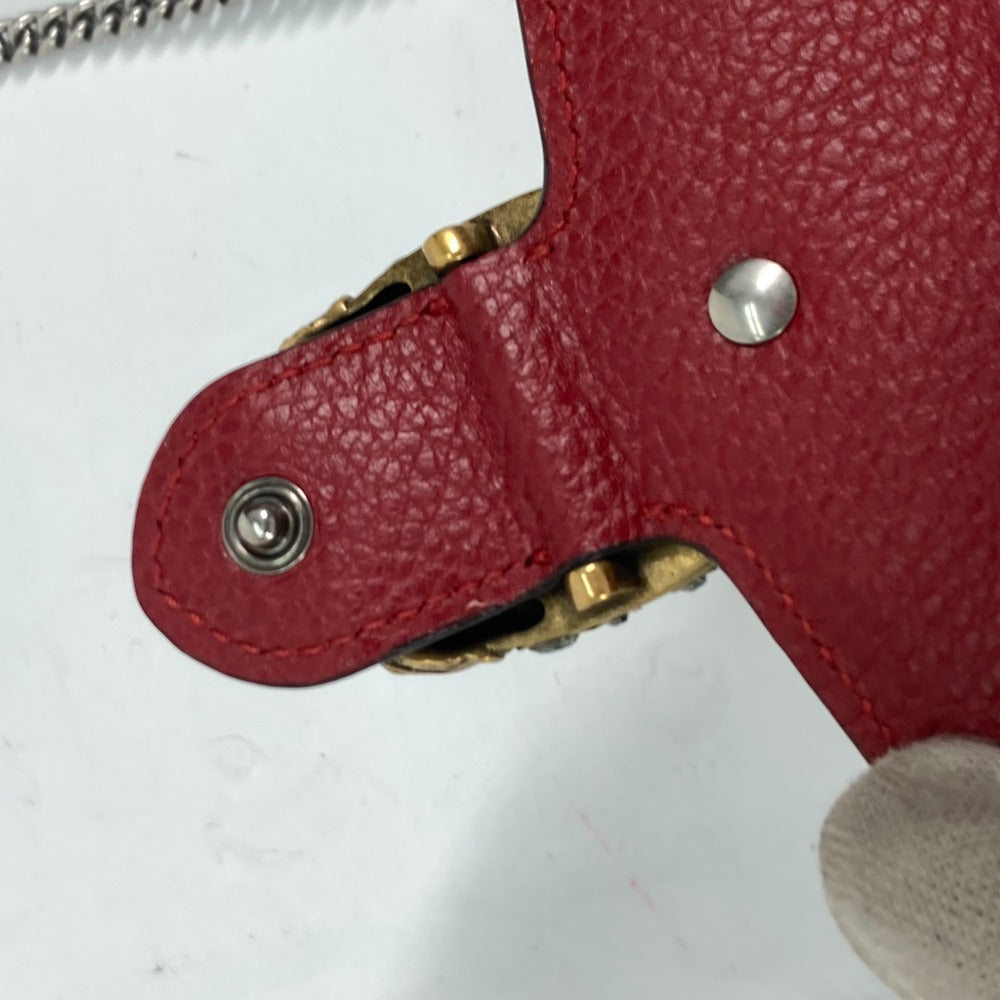 GUCCI Shoulder Bag 476432 leather Red 2WAY Bag Pouch Clutch Bag Dionysus Rhinestone Women Used