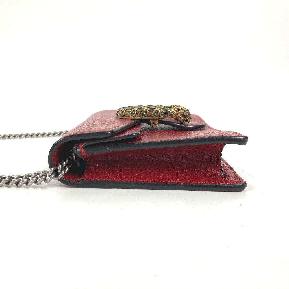 GUCCI Shoulder Bag 476432 leather Red 2WAY Bag Pouch Clutch Bag Dionysus Rhinestone Women Used