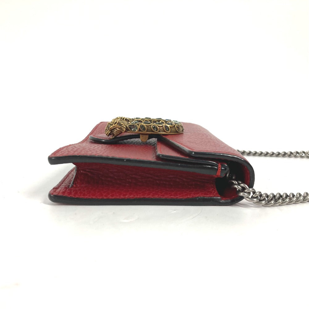 GUCCI Shoulder Bag 476432 leather Red 2WAY Bag Pouch Clutch Bag Dionysus Rhinestone Women Used