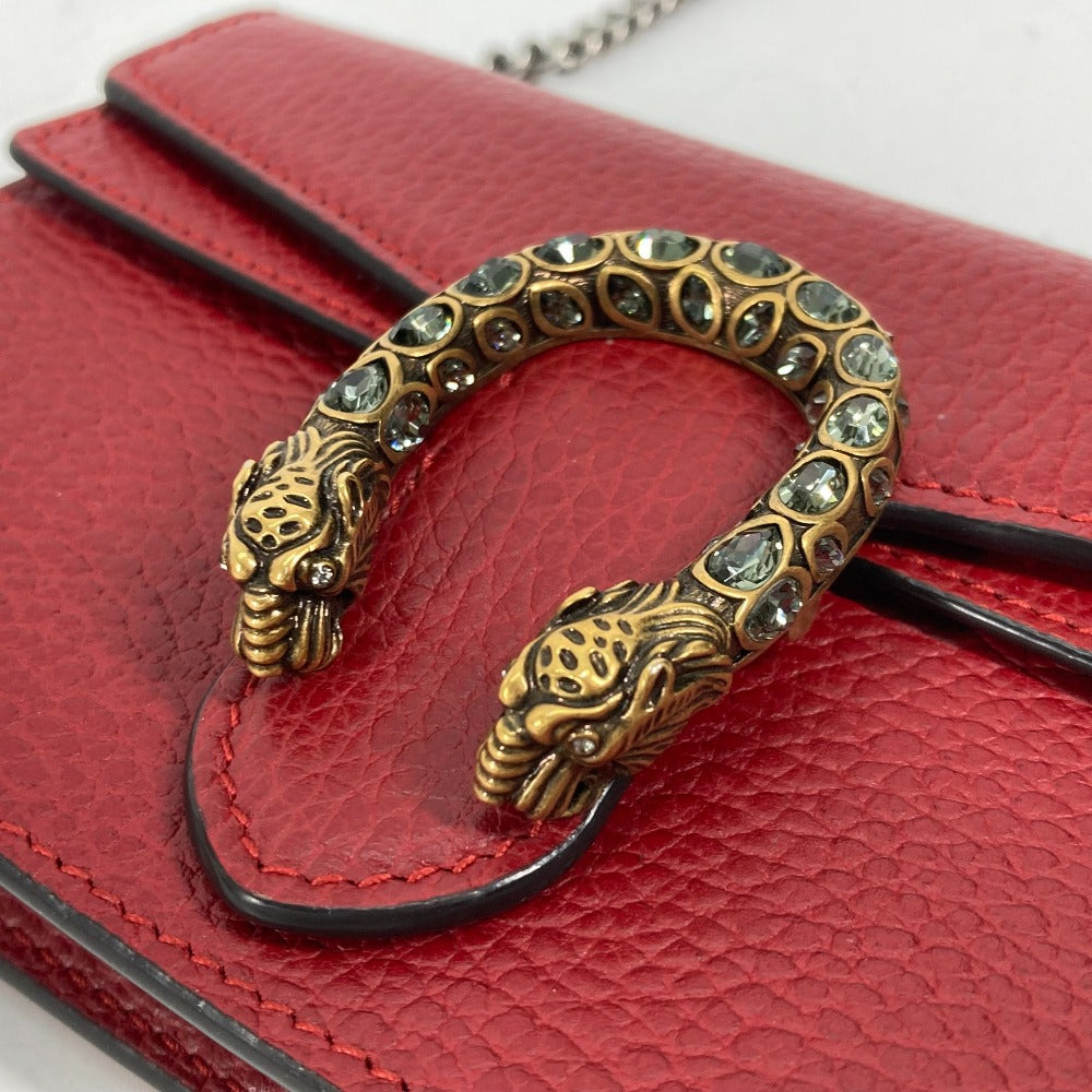 GUCCI Shoulder Bag 476432 leather Red 2WAY Bag Pouch Clutch Bag Dionysus Rhinestone Women Used