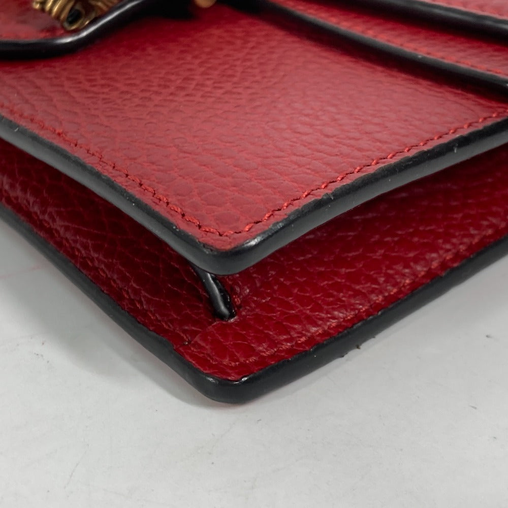 GUCCI Shoulder Bag 476432 leather Red 2WAY Bag Pouch Clutch Bag Dionysus Rhinestone Women Used