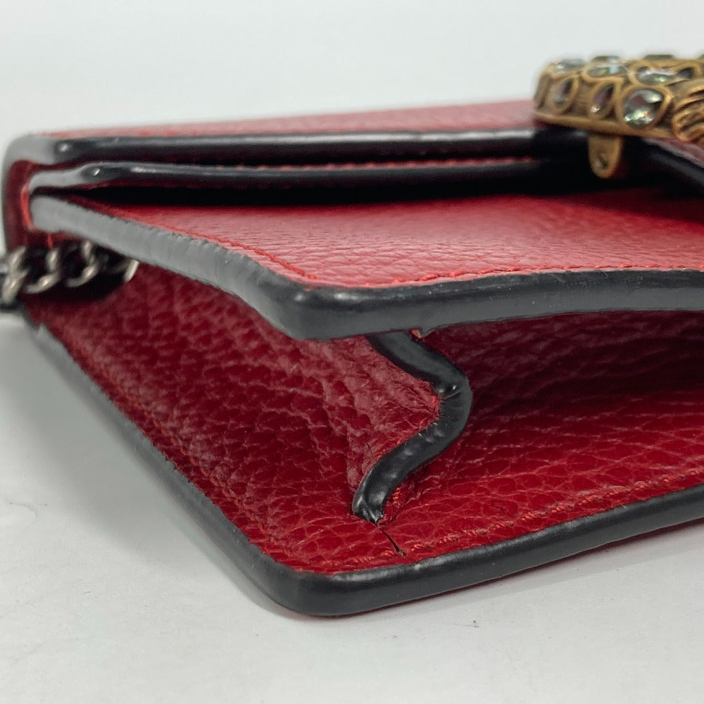 GUCCI Shoulder Bag 476432 leather Red 2WAY Bag Pouch Clutch Bag Dionysus Rhinestone Women Used