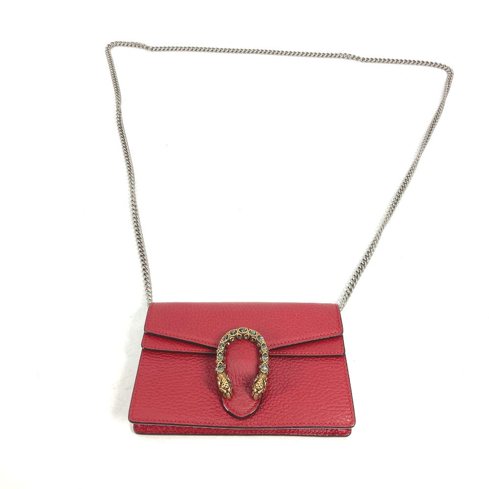 GUCCI Shoulder Bag 476432 leather Red 2WAY Bag Pouch Clutch Bag Dionysus Rhinestone Women Used