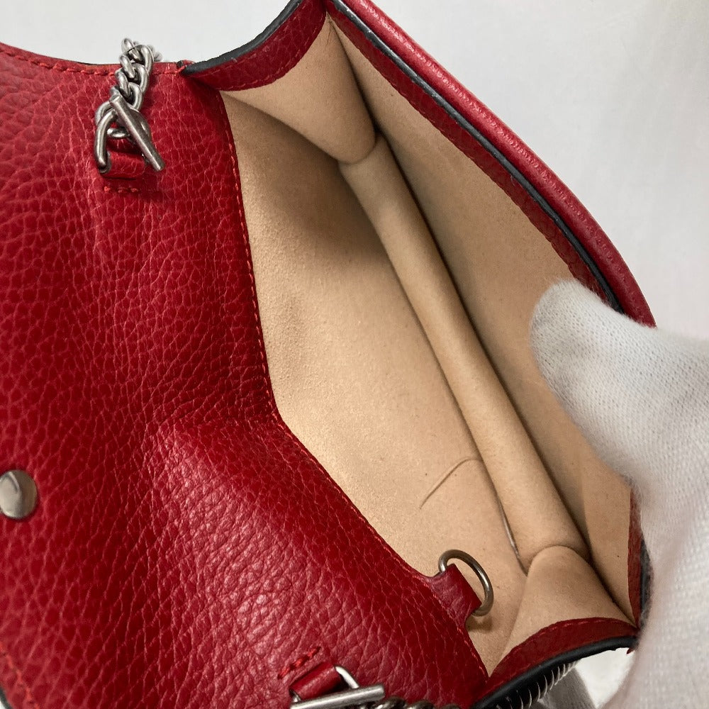 GUCCI Shoulder Bag 476432 leather Red 2WAY Bag Pouch Clutch Bag Dionysus Rhinestone Women Used
