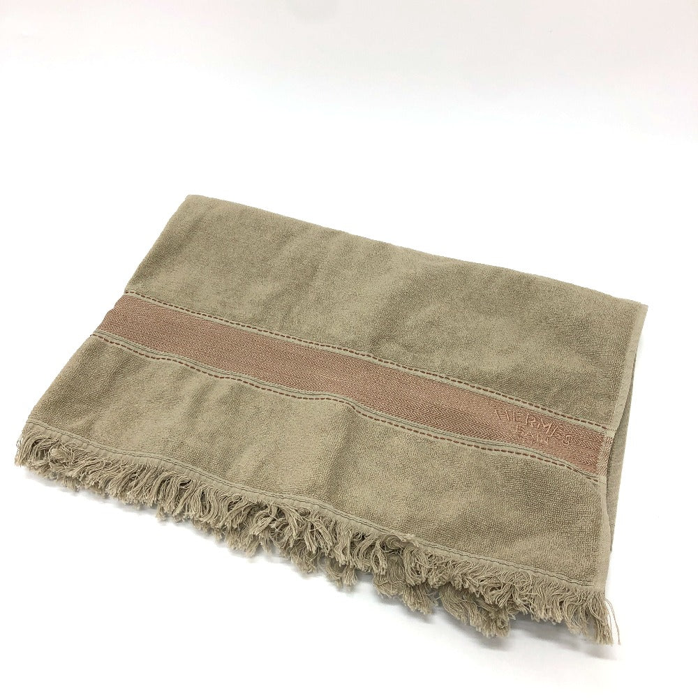 HERMES towel cotton gray fringe Yachting logo