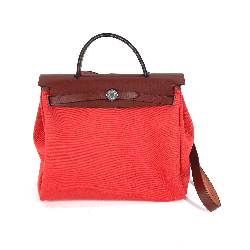 HERMES Shoulder Bag Toile H, Vash Hunter Red With porch Herbag Zip PM Women Used