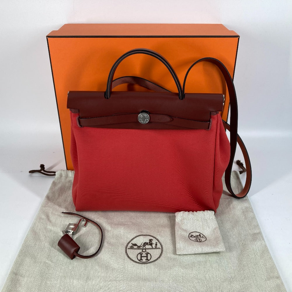 HERMES Shoulder Bag Toile H, Vash Hunter Red With porch Herbag Zip PM Women Used
