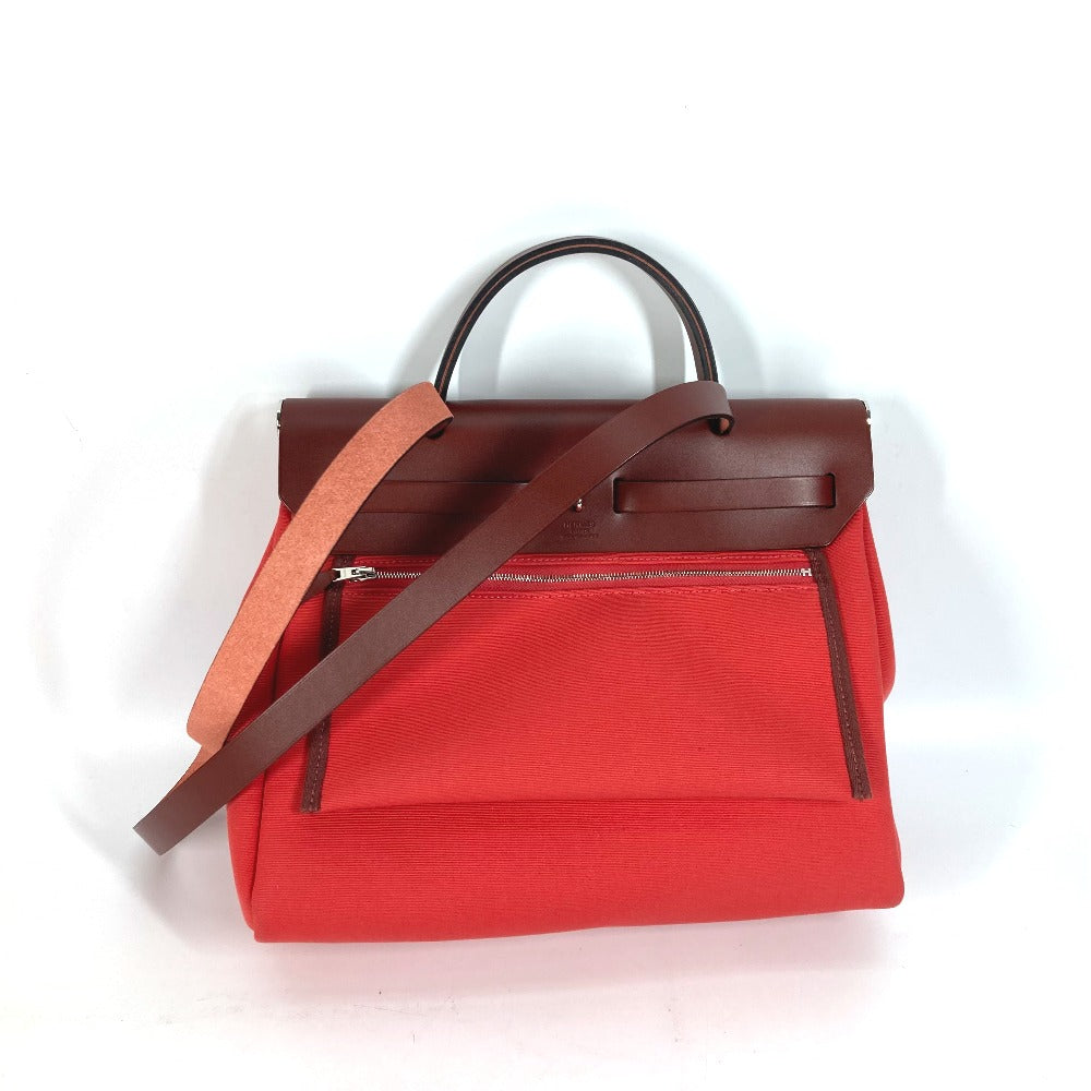 HERMES Shoulder Bag Toile H, Vash Hunter Red With porch Herbag Zip PM Women Used