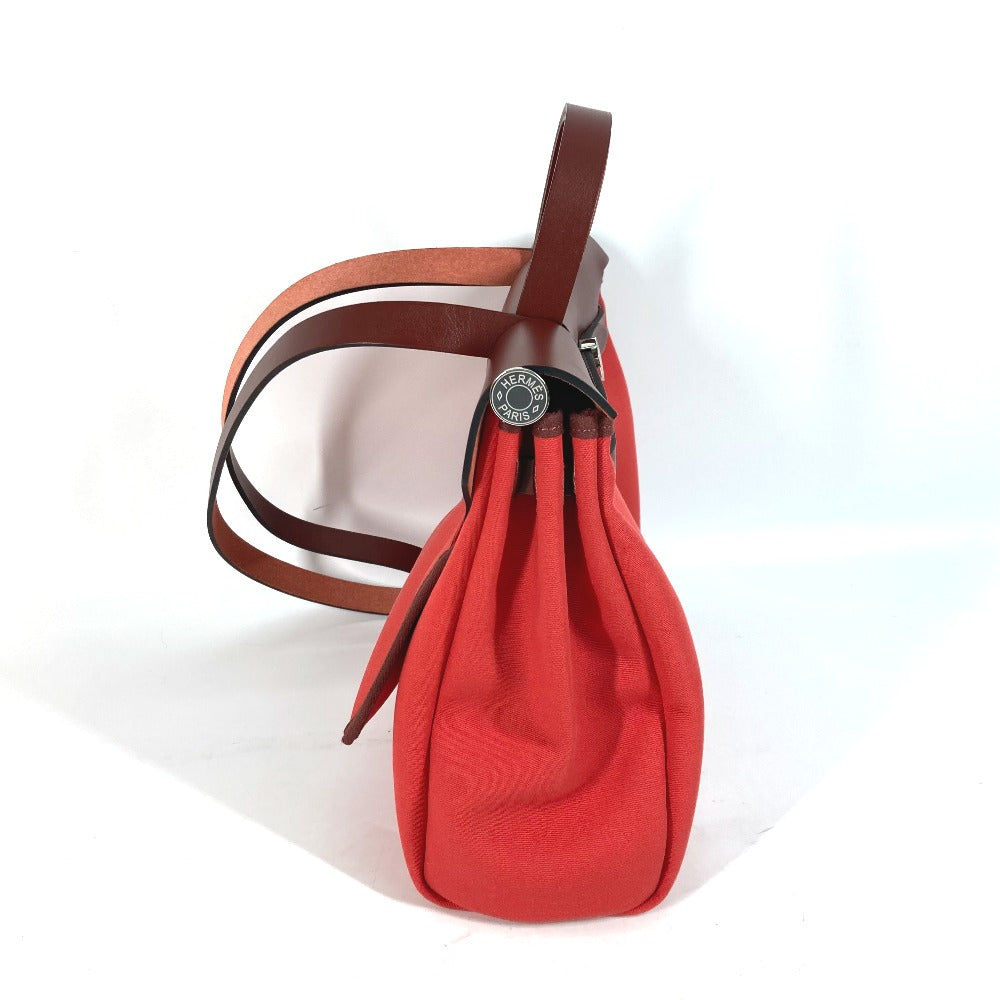 HERMES Shoulder Bag Toile H, Vash Hunter Red With porch Herbag Zip PM Women Used