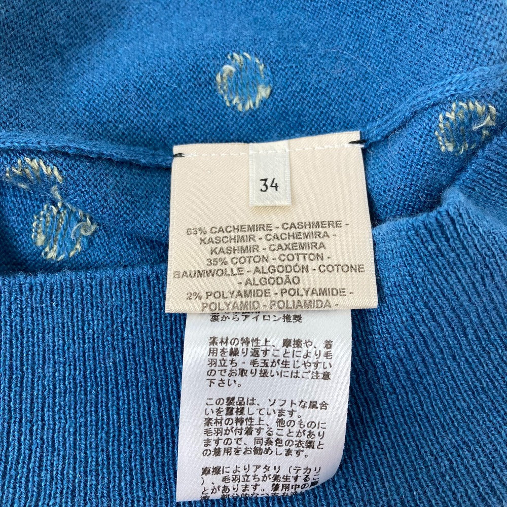 HERMES knit Cashmere, Cotton blue Short sleeve Brid Dougala Women 34 Used
