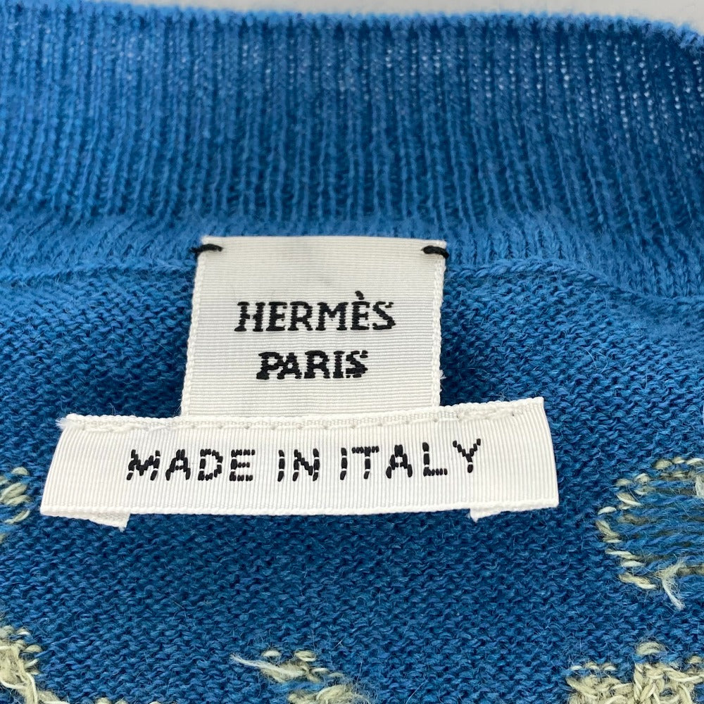 HERMES knit Cashmere, Cotton blue Short sleeve Brid Dougala Women 34 Used