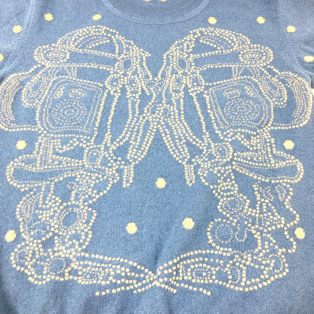 HERMES knit Cashmere, Cotton blue Short sleeve Brid Dougala Women 34 Used