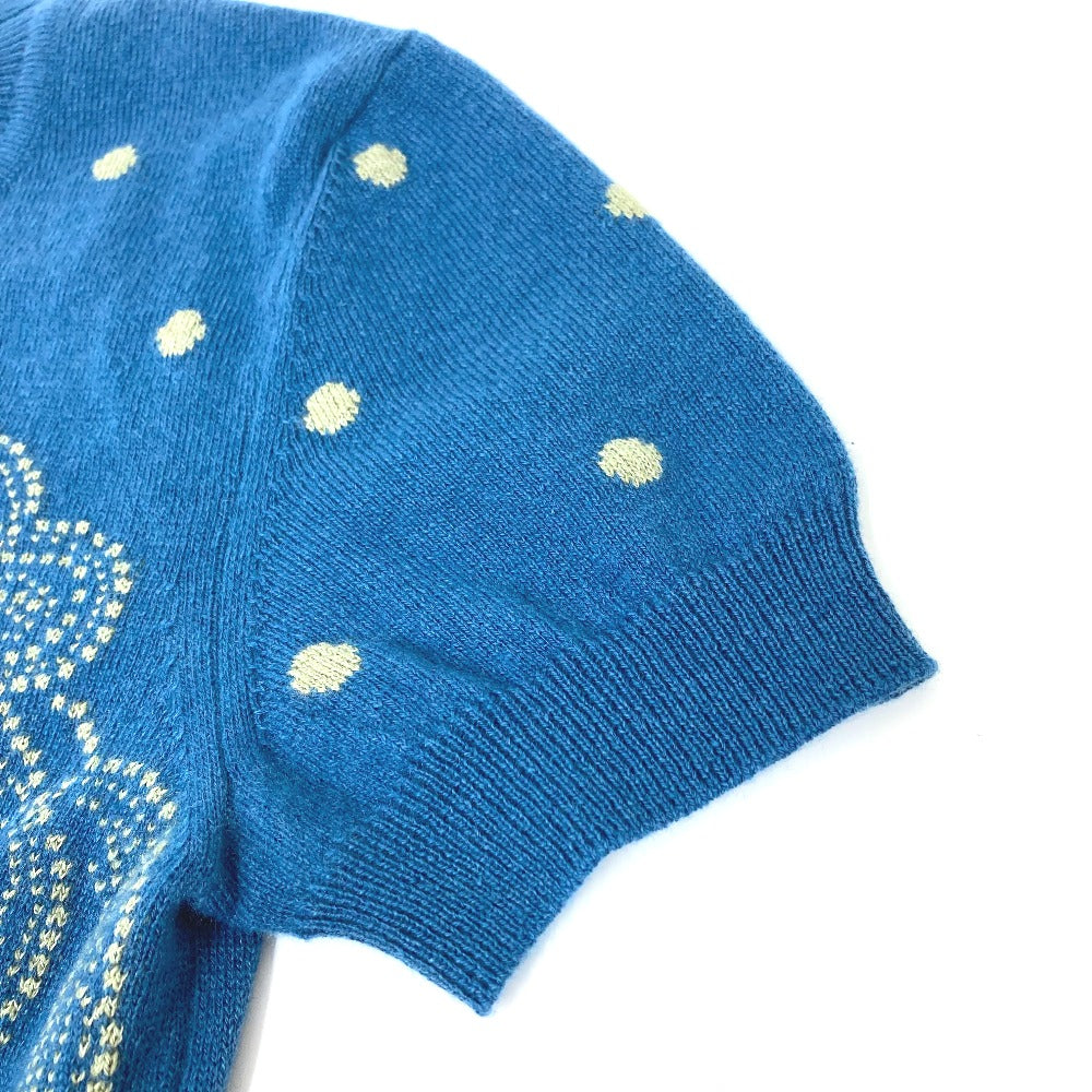 HERMES knit Cashmere, Cotton blue Short sleeve Brid Dougala Women 34 Used