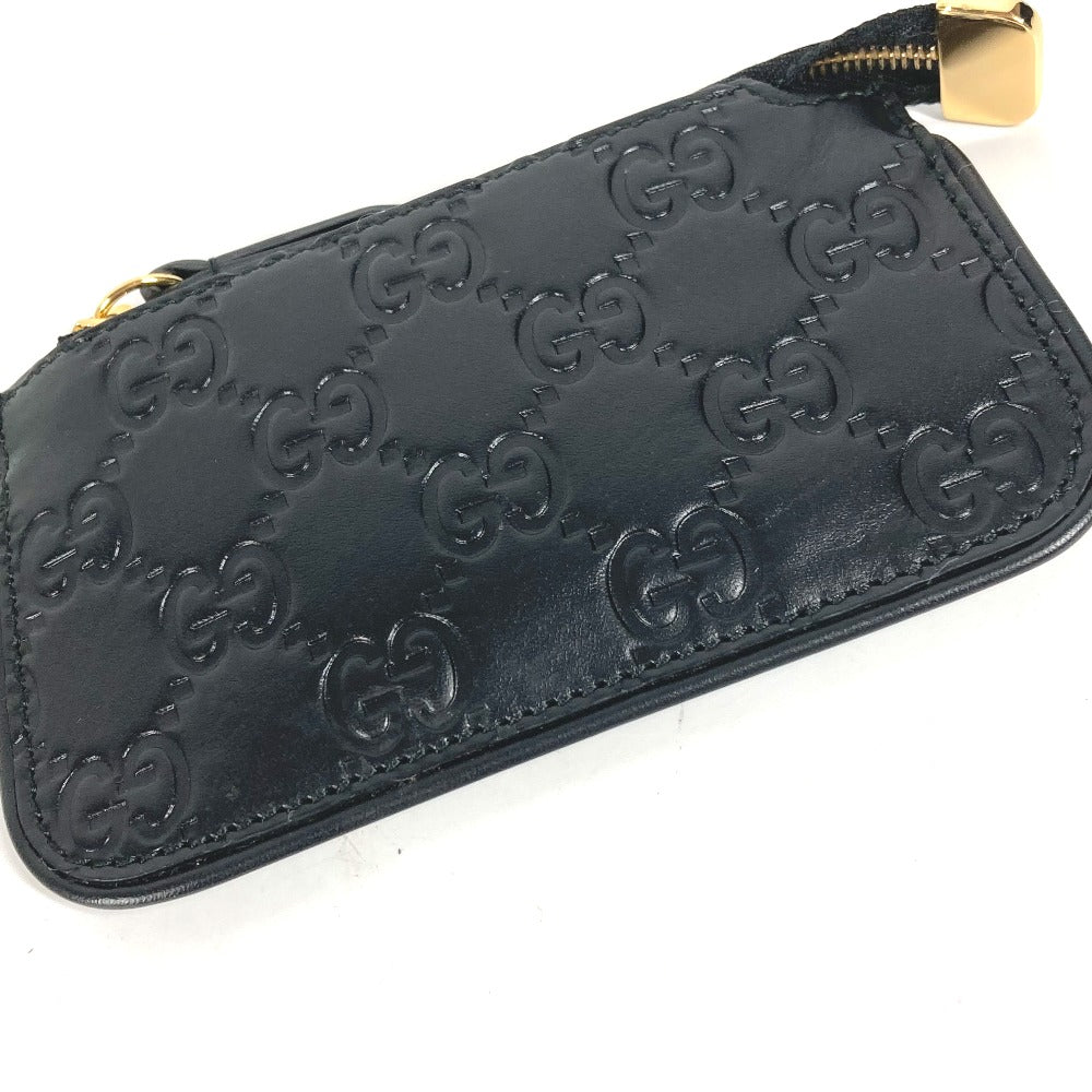 GUCCI Coin case 447964 Sima leather black Wallet Coin Pocket Guccisima GG mens Used