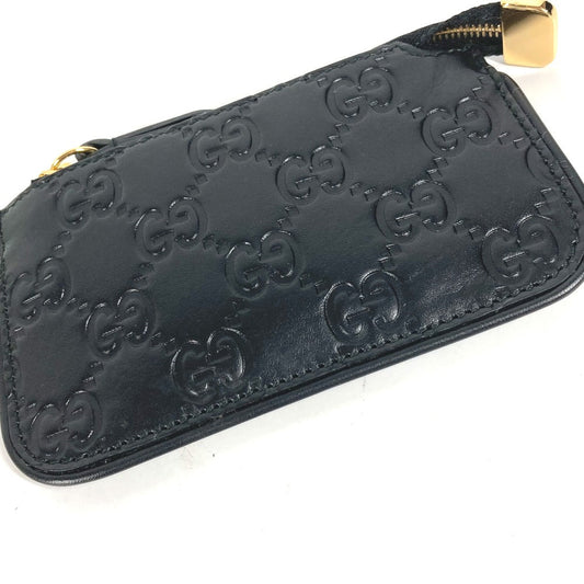 GUCCI Coin case 447964 Sima leather black Wallet Coin Pocket Guccisima GG mens Used
