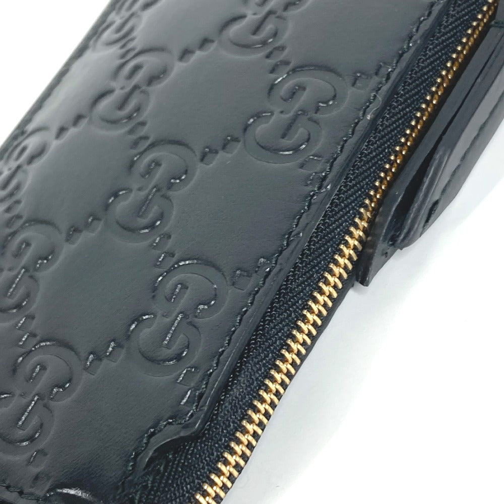 GUCCI Coin case 447964 Sima leather black Wallet Coin Pocket Guccisima GG mens Used