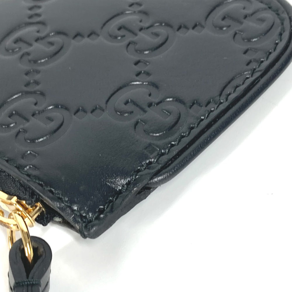 GUCCI Coin case 447964 Sima leather black Wallet Coin Pocket Guccisima GG mens Used