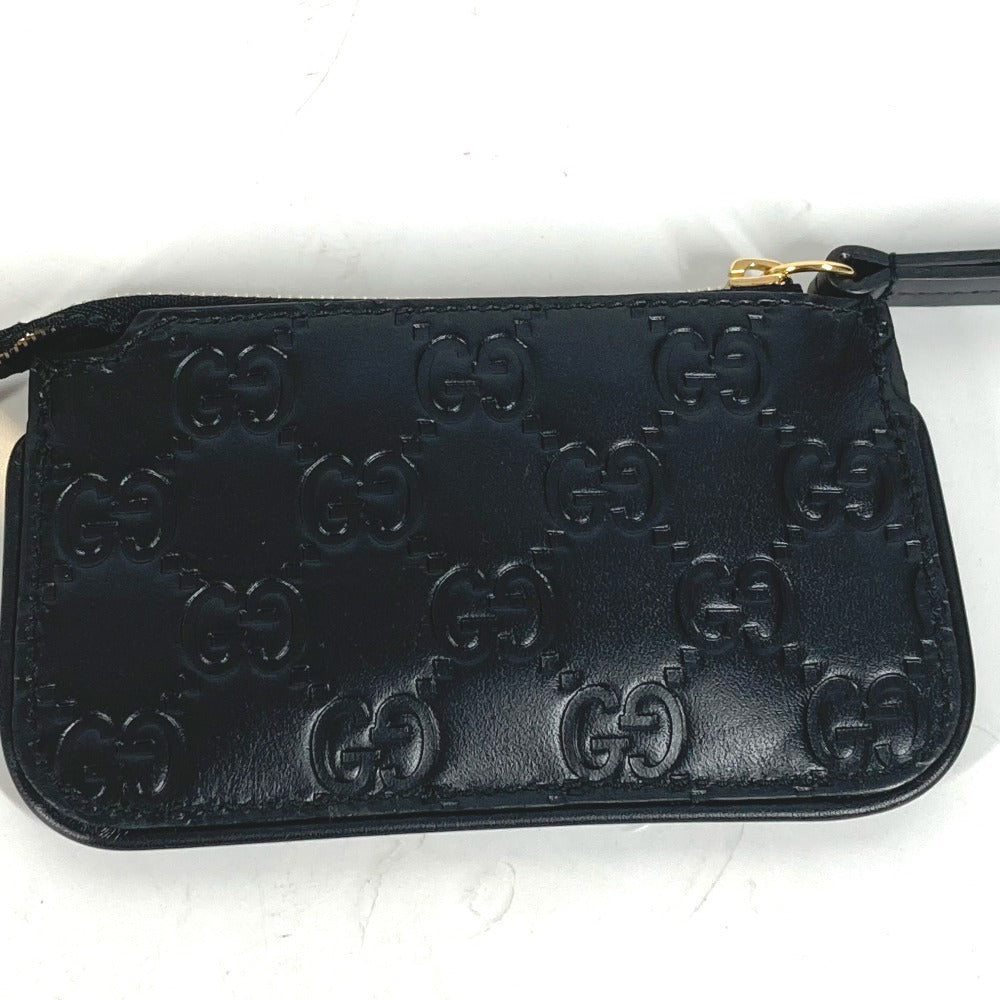 GUCCI Coin case 447964 Sima leather black Wallet Coin Pocket Guccisima GG mens Used