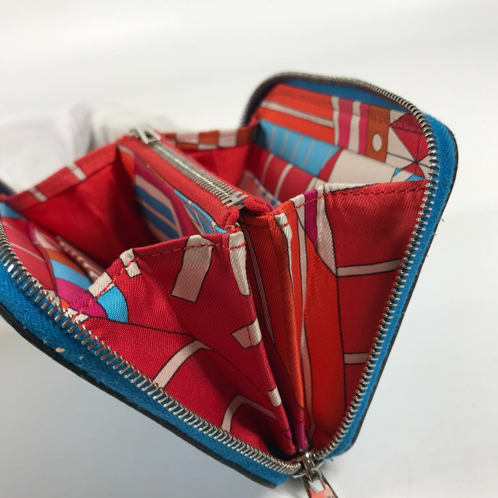 HERMES Folded wallet Epsom blue Compact wallet Azap compact silk in Women Used