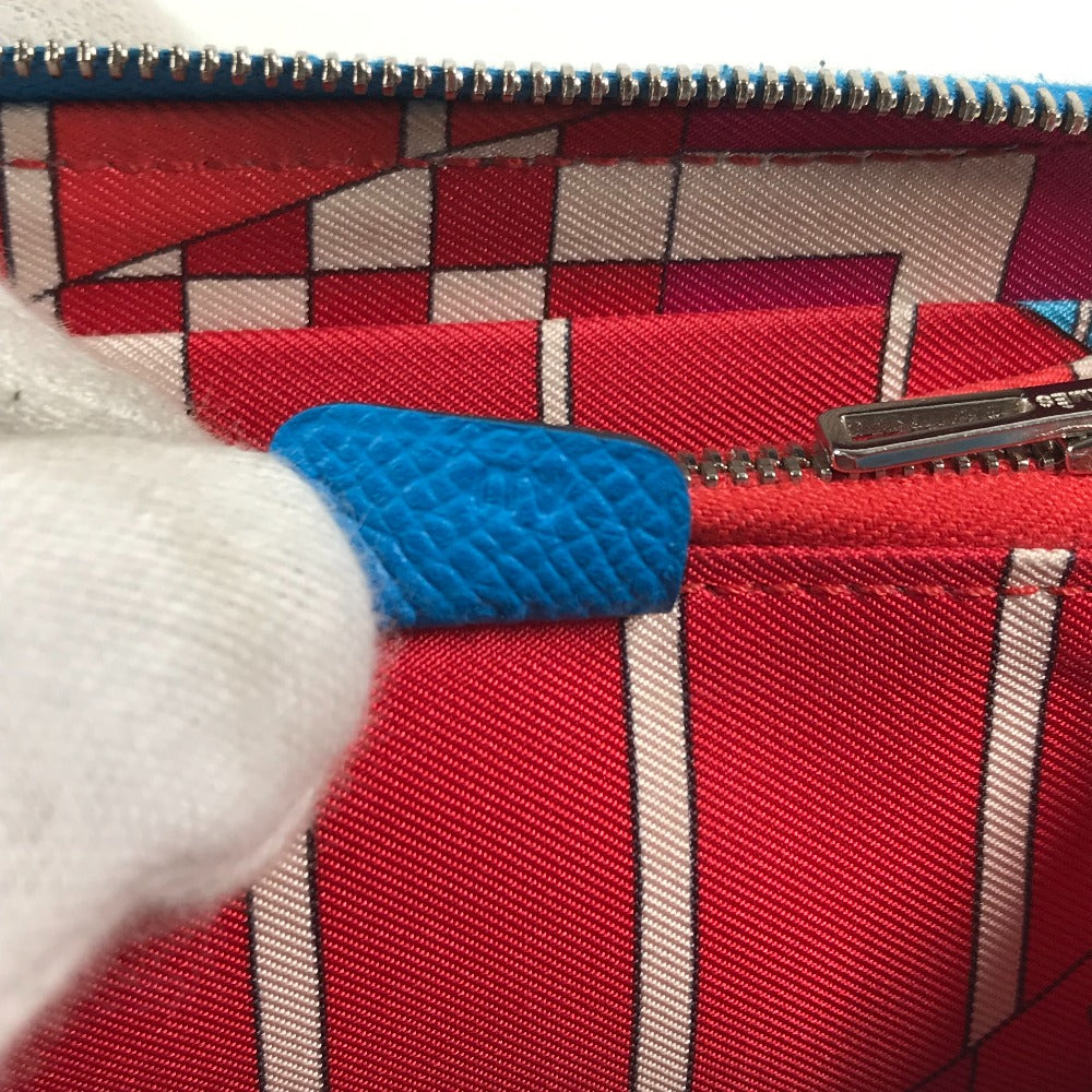 HERMES Folded wallet Epsom blue Compact wallet Azap compact silk in Women Used