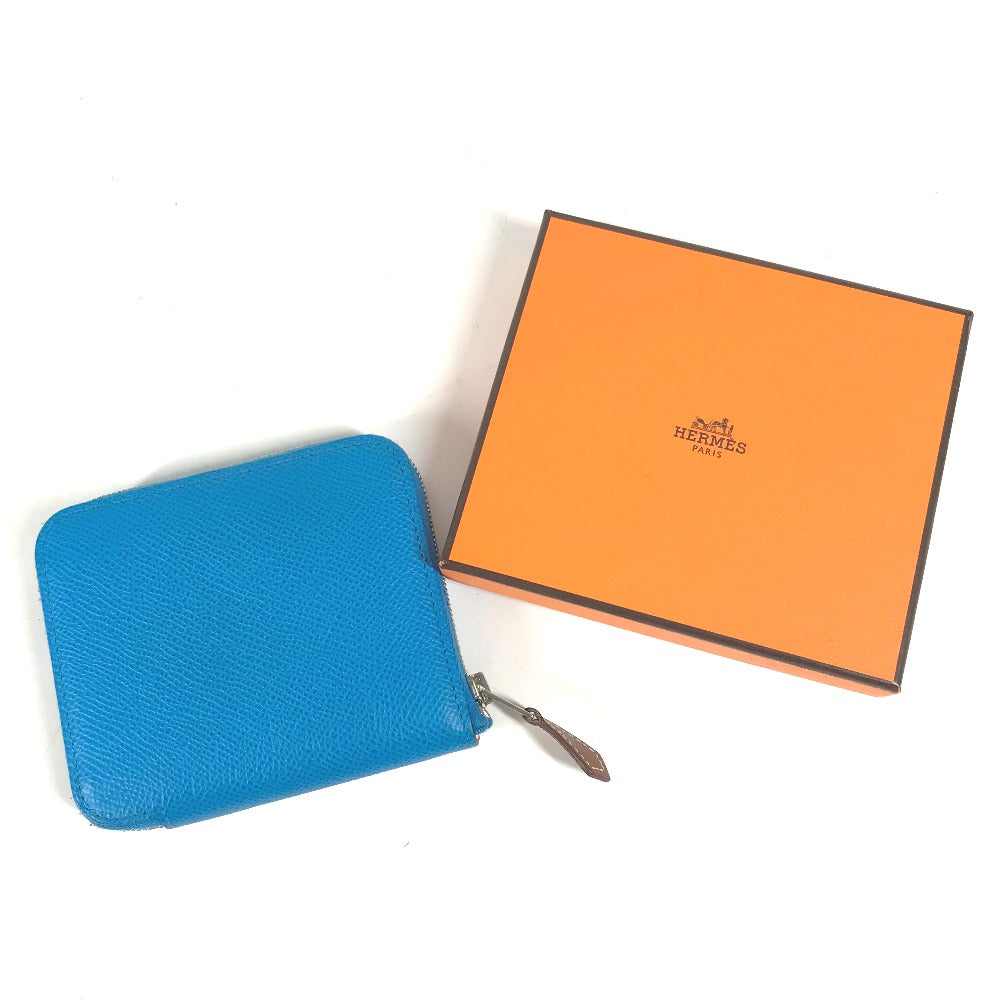 HERMES Folded wallet Epsom blue Compact wallet Azap compact silk in Women Used