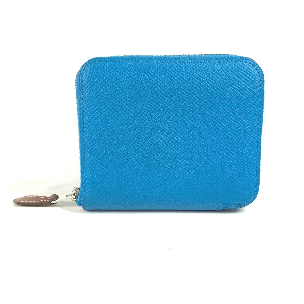 HERMES Folded wallet Epsom blue Compact wallet Azap compact silk in Women Used