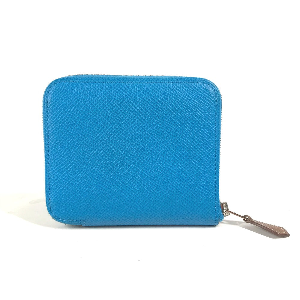 HERMES Folded wallet Epsom blue Compact wallet Azap compact silk in Women Used