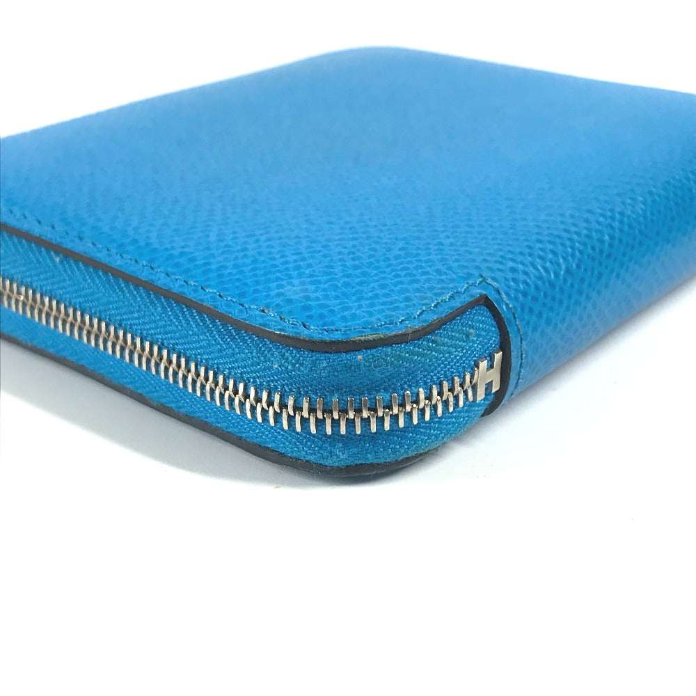 HERMES Folded wallet Epsom blue Compact wallet Azap compact silk in Women Used