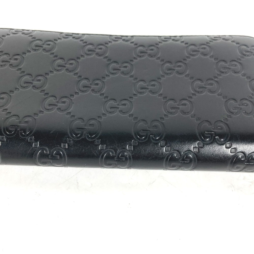 GUCCI Long Wallet Purse 409342 Sima leather black Guccisima GG Interlocking G mens Used