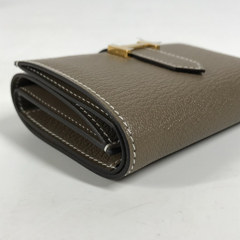 HERMES Trifold wallet Shave Gold Metal Bearn combine