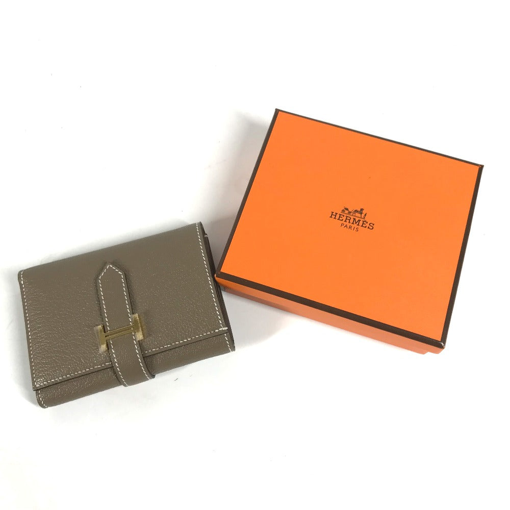 HERMES Trifold wallet Shave Gold Metal Bearn combine